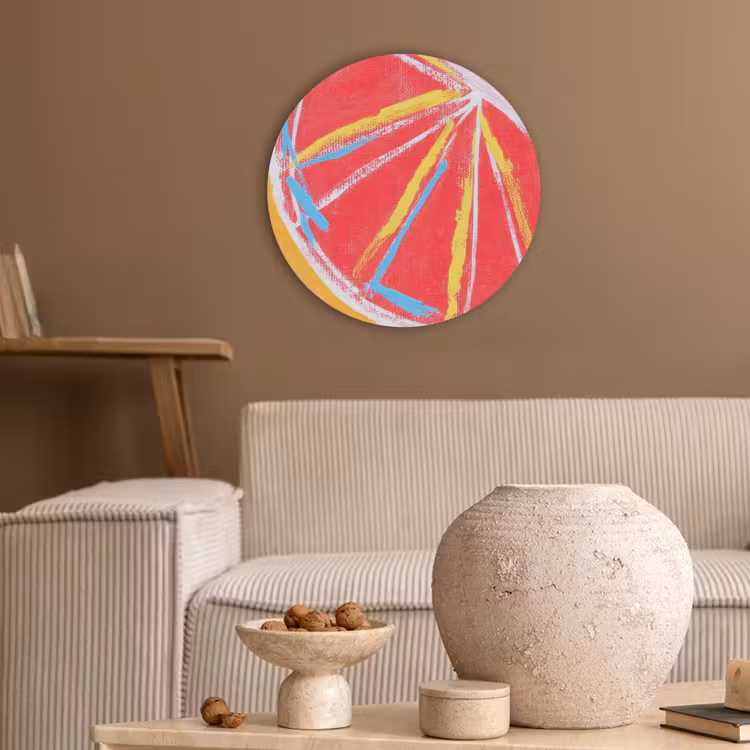 Grapefruit - Geschilderd - Roze - Strepen Akoestische PET Vilt - Rond klein -sfeer1