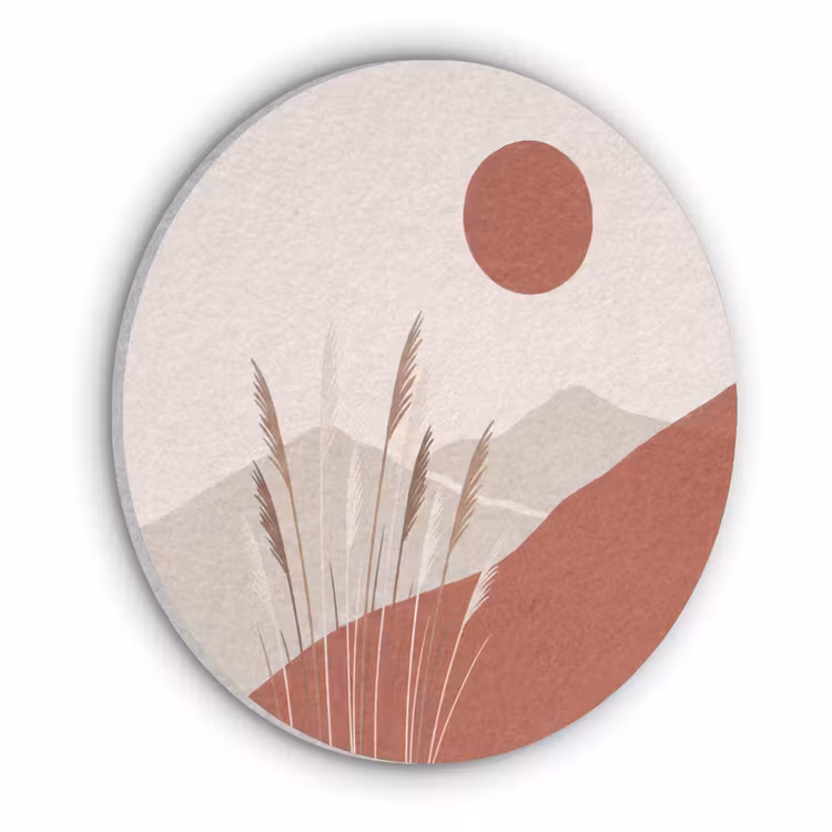 Gras - Landschap - Natuur - Abstract - Beige Akoestische PET Vilt - Rond klein -3d