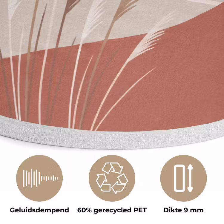 Gras - Landschap - Natuur - Abstract - Beige Akoestische PET Vilt - Rond klein -closeup_NL