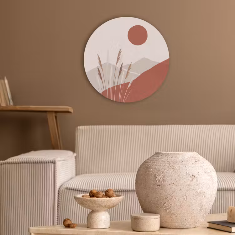Gras - Landschap - Natuur - Abstract - Beige Akoestische PET Vilt - Rond klein -sfeer1