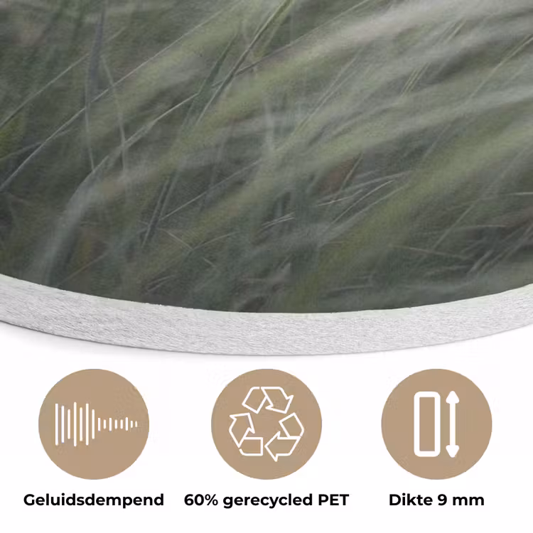 Gras - Wazig - Natuur - Groen - Zacht Akoestische PET Vilt - Rond klein -closeup_NL