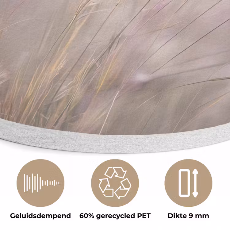 Graspluimen - Wind - Beige - Mistig Akoestische PET Vilt - Rond klein -closeup_NL