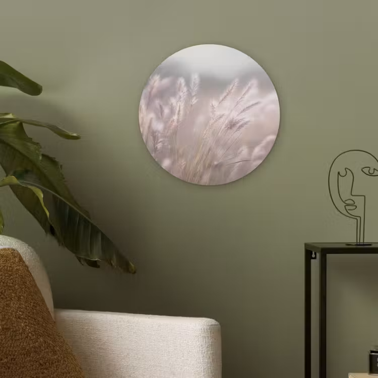 Graspluimen - Wind - Beige - Mistig Akoestische PET Vilt - Rond klein -sfeer2