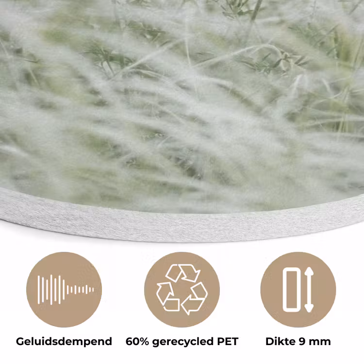 Grassen - Minimalistisch - Groen Akoestische PET Vilt - Rond klein -closeup_NL