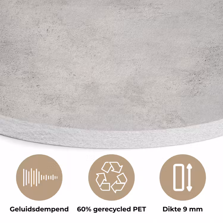 Grijs - Beton - Industrieel Akoestische PET Vilt - Rond klein 838 -closeup_NL