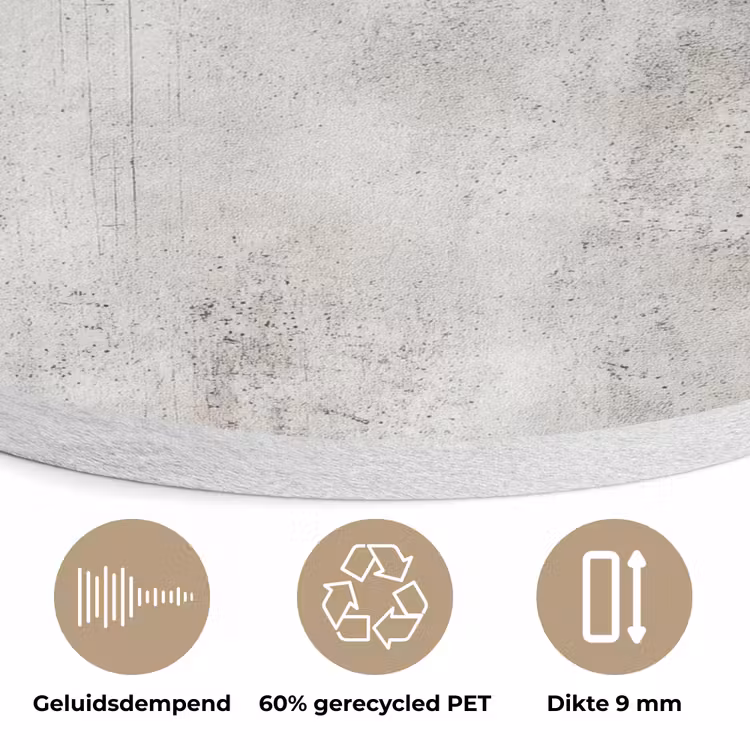Grijs - Beton - Verweerd Akoestische PET Vilt - Rond klein 838 -closeup_NL