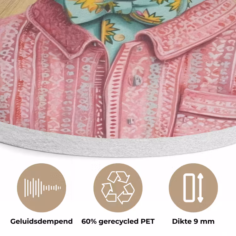 Grijs - Konijn - Blouse - Strik Akoestische PET Vilt - Rond klein -closeup_NL
