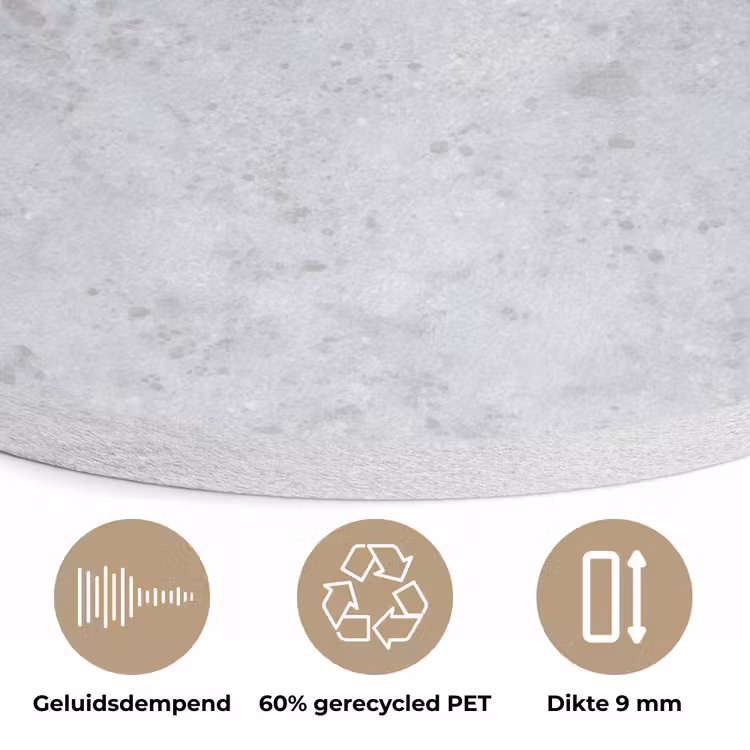 Grijs - Terrazzo-effect - Beton Akoestische PET Vilt - Rond klein 838 -closeup_NL