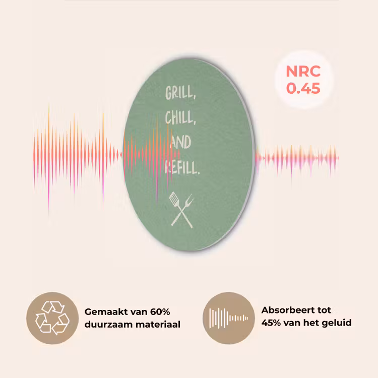 Grill - Groen - Zomer - Quote Akoestische PET Vilt - Rond klein -USP_NL
