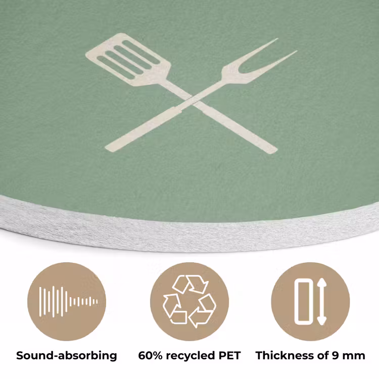 Grill - Groen - Zomer - Quote Akoestische PET Vilt - Rond klein -closeup_NL
