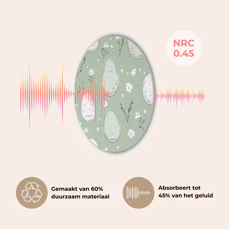 Groen - Eieren - Patroon Akoestische PET Vilt - Rond klein -USP_NL