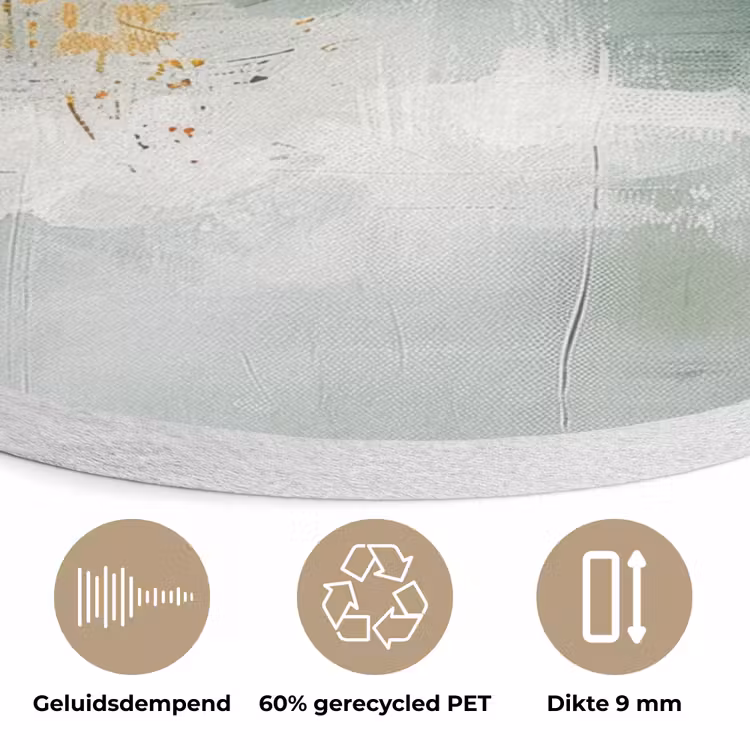 Groen - Modern - Abstract - Goud Akoestische PET Vilt - Rond klein -closeup_NL