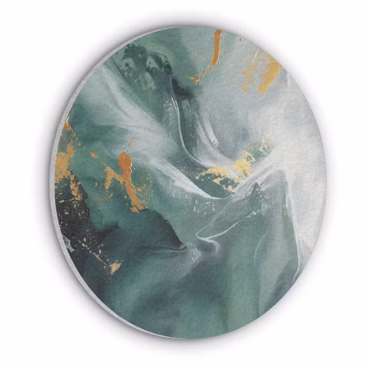 Groen - Modern - Marmer - Abstract Akoestische PET Vilt - Rond klein -3d
