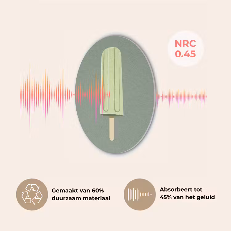 Groen - Waterijsje - Stokje - Illustratie Akoestische PET Vilt - Rond klein -USP_NL