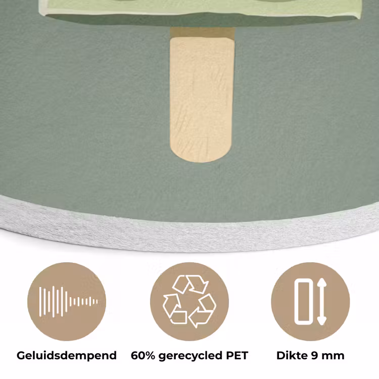 Groen - Waterijsje - Stokje - Illustratie Akoestische PET Vilt - Rond klein -closeup_NL