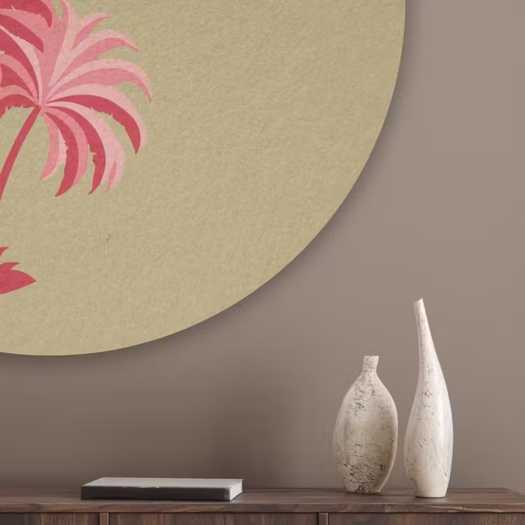 Groen - Zomer - Quote - Palmboom Akoestische PET Vilt - Rond klein -sfeer5_closeup