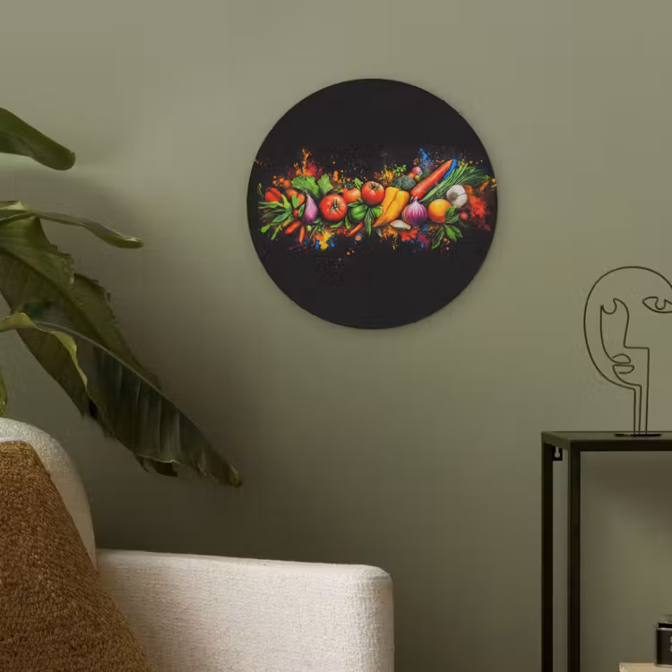 Groente - Eten - Kruiden - Graffiti - Koken Akoestische PET Vilt - Rond klein -sfeer2