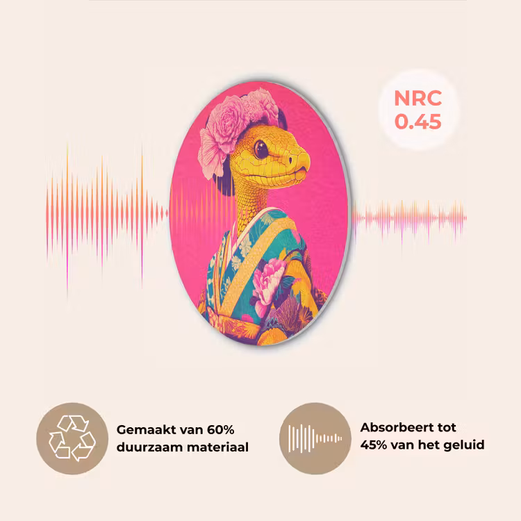 Hagedis - Bloemen - Roze - Kimono Akoestische PET Vilt - Rond klein -USP_NL