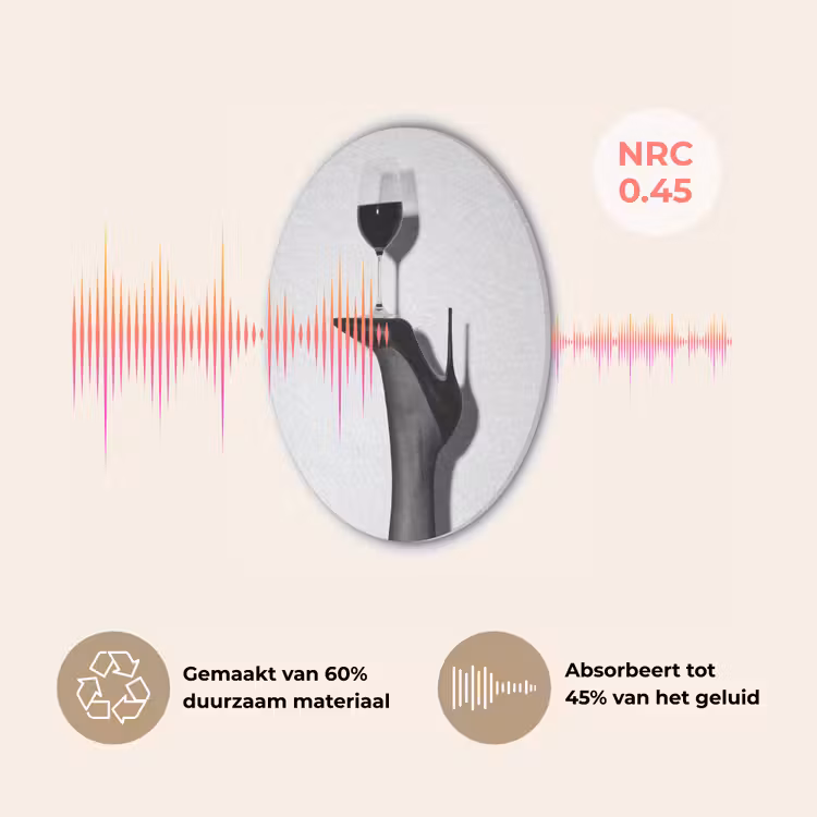 Hak - Wijn - Minimalistisch - Zwart Akoestische PET Vilt - Rond klein -USP_NL