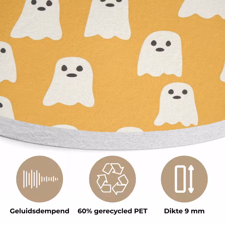 Halloween - Spookjes - Oker Akoestische PET Vilt - Rond klein 838 -closeup_NL