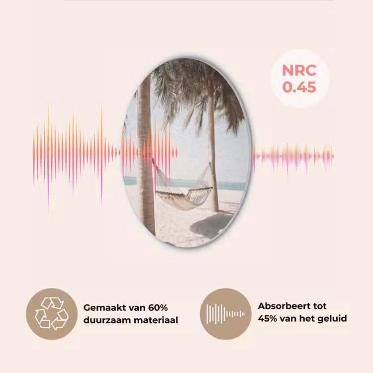Hangmat - Palmbomen - Strand - Zee Akoestische PET Vilt - Rond klein -USP_NL