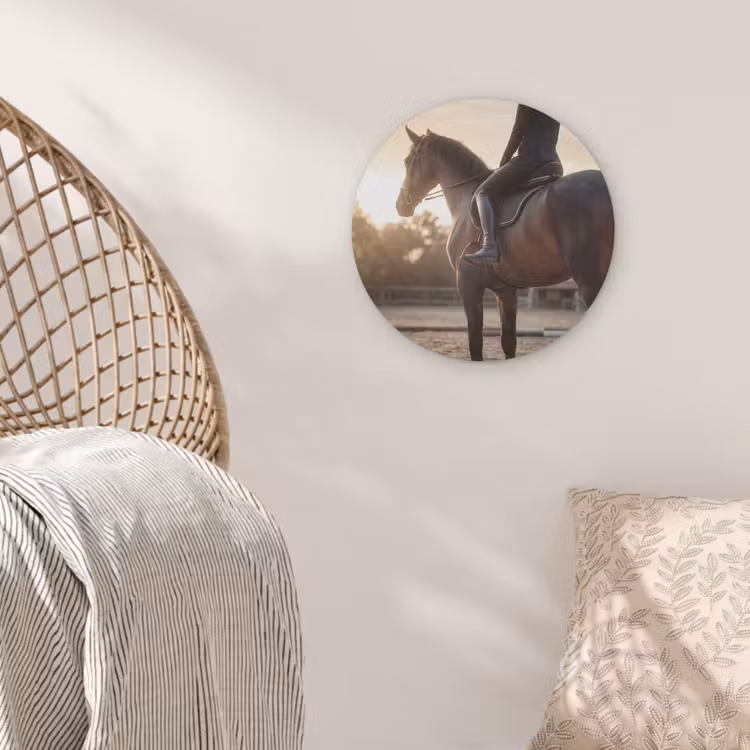 Harmonie - Ruiter - Zon Akoestische PET Vilt - Rond klein -sfeer4