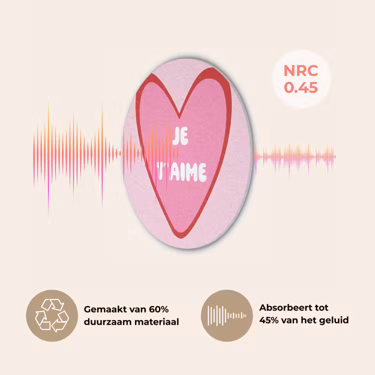 Hart - Frans - Valentijn - Roze Akoestische PET Vilt - Rond klein -USP_NL