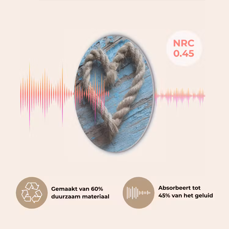 Hart - Touw - Hout - Rustiek Akoestische PET Vilt - Rond klein -USP_NL