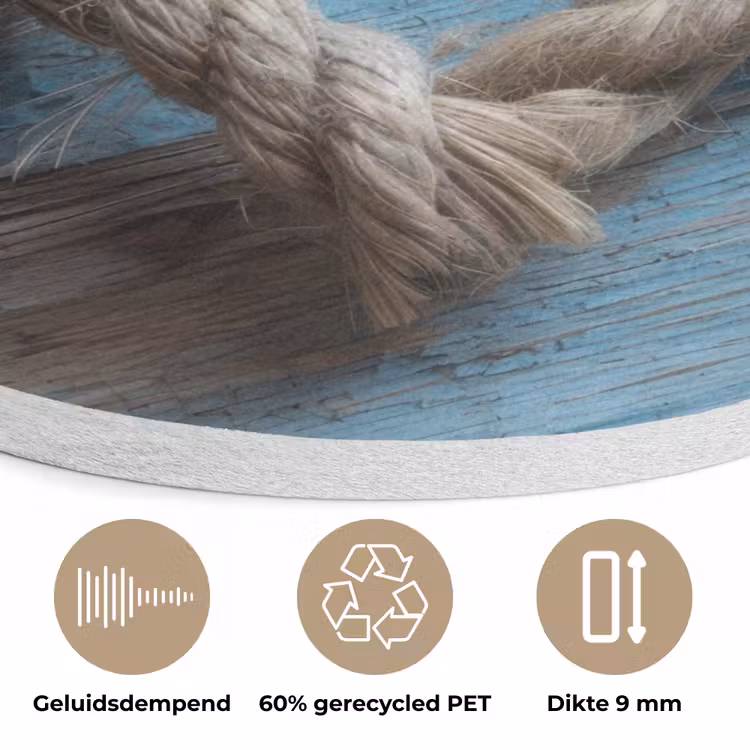Hart - Touw - Hout - Rustiek Akoestische PET Vilt - Rond klein -closeup_NL