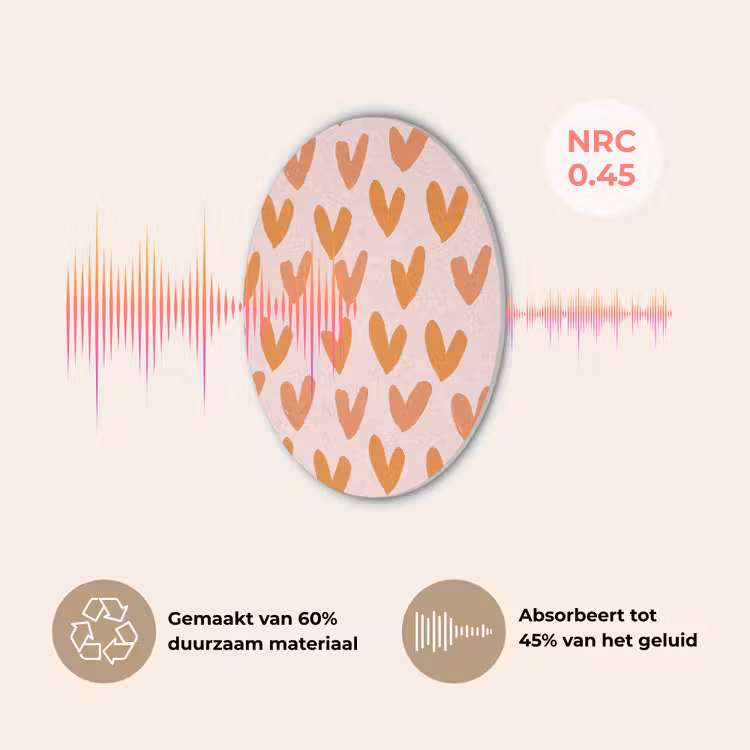 Hartjes - Getekend - Oranje Akoestische PET Vilt - Rond klein 838 -USP_NL