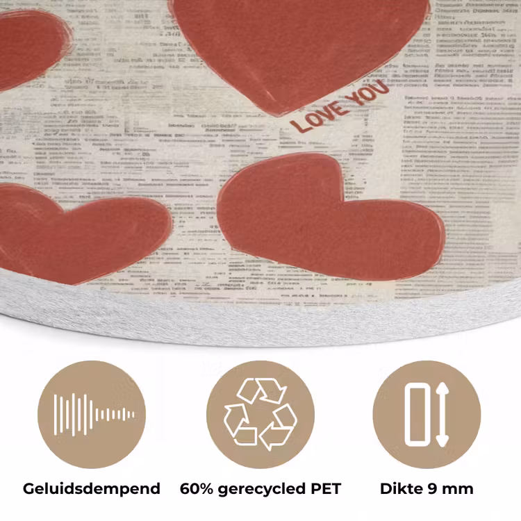 Hartjes - Krant - Loveyou Akoestische PET Vilt - Rond klein -closeup_NL
