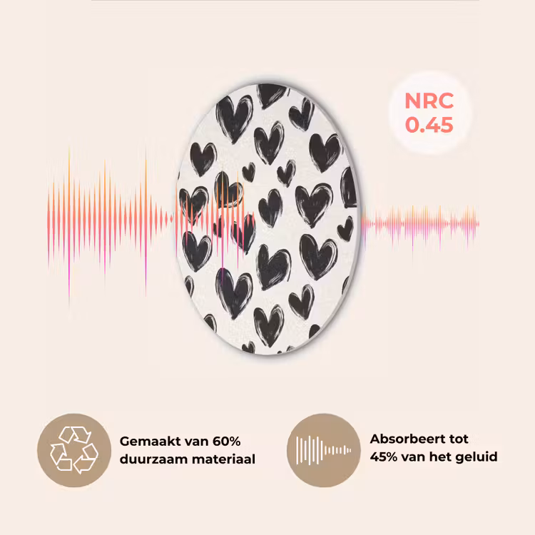 Hartjes - Patroon - Zwart Akoestische PET Vilt - Rond klein 838 -USP_NL