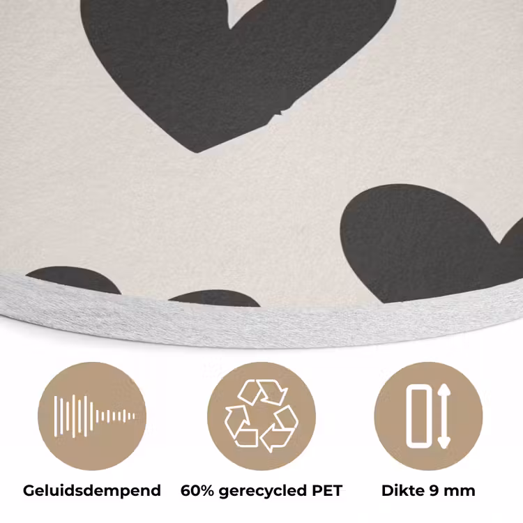 Hartjes - Zwart - Beige Akoestische PET Vilt - Rond klein -closeup_NL