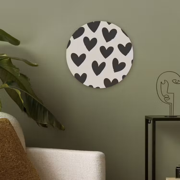 Hartjes - Zwart - Beige Akoestische PET Vilt - Rond klein -sfeer2