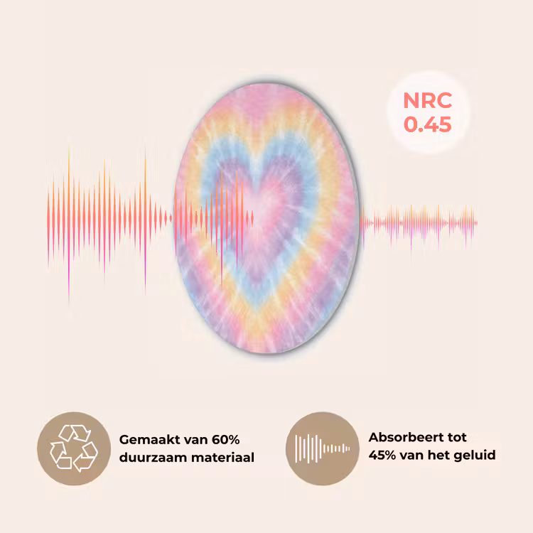 Hartvorm - Pastelkleuren - Tie Dye Akoestische PET Vilt - Rond klein -USP_NL