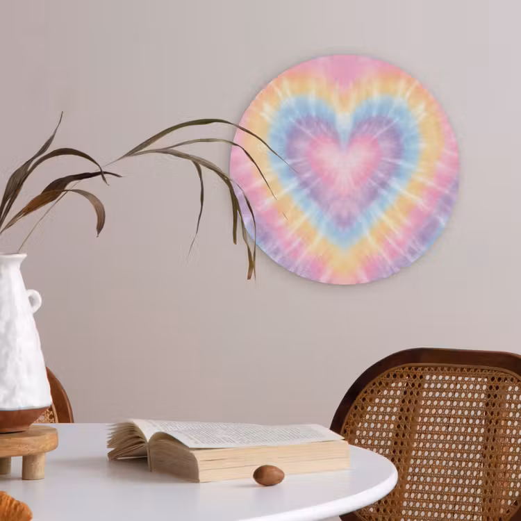 Hartvorm - Pastelkleuren - Tie Dye Akoestische PET Vilt - Rond klein -sfeer3