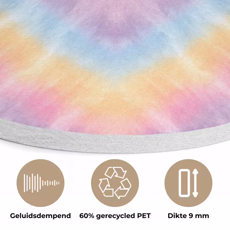 Hartvorm - Pastelkleuren - Tie Dye Akoestische PET Vilt - Rond klein -closeup_NL