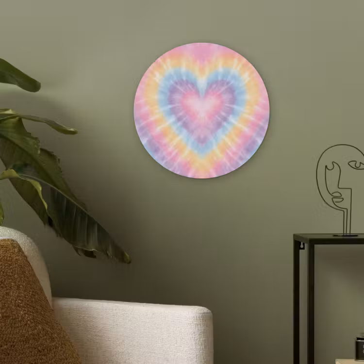 Hartvorm - Pastelkleuren - Tie Dye Akoestische PET Vilt - Rond klein -sfeer2