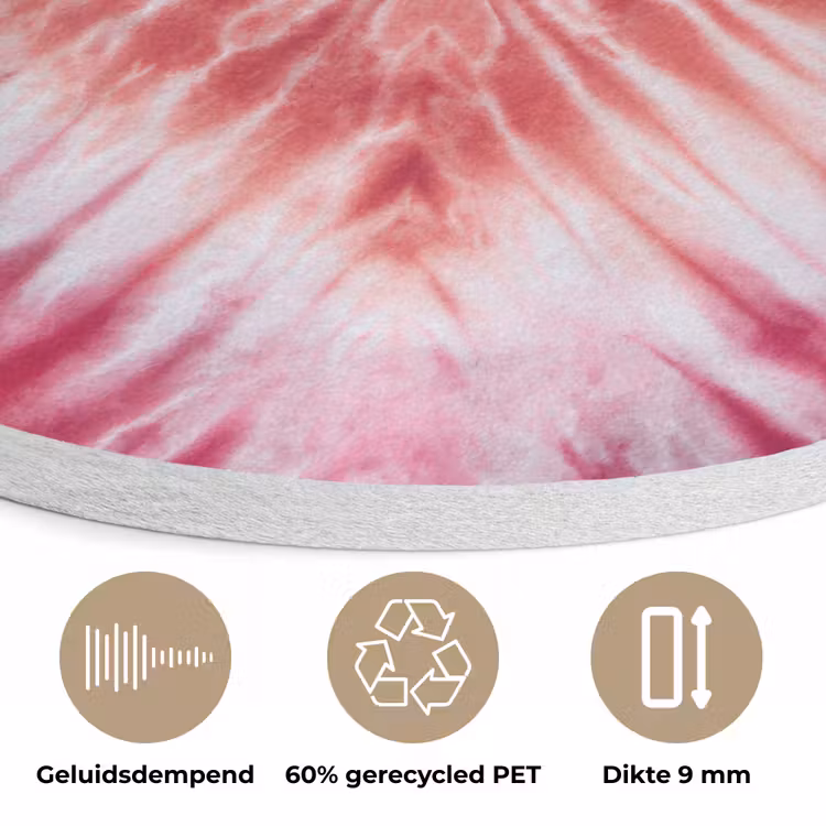 Hartvorm - Roze - Tie dye Akoestische PET Vilt - Rond klein -closeup_NL
