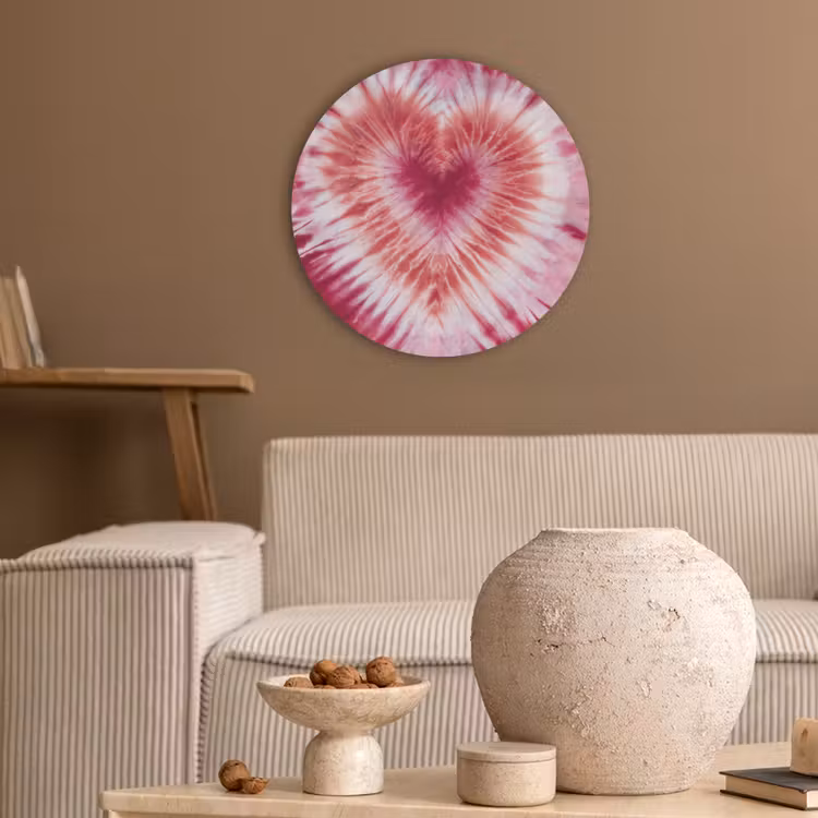 Hartvorm - Roze - Tie dye Akoestische PET Vilt - Rond klein -sfeer1