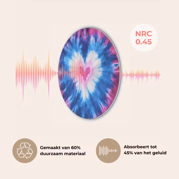 Hartvormig - Tie dye - Paars Akoestische PET Vilt - Rond klein -USP_NL