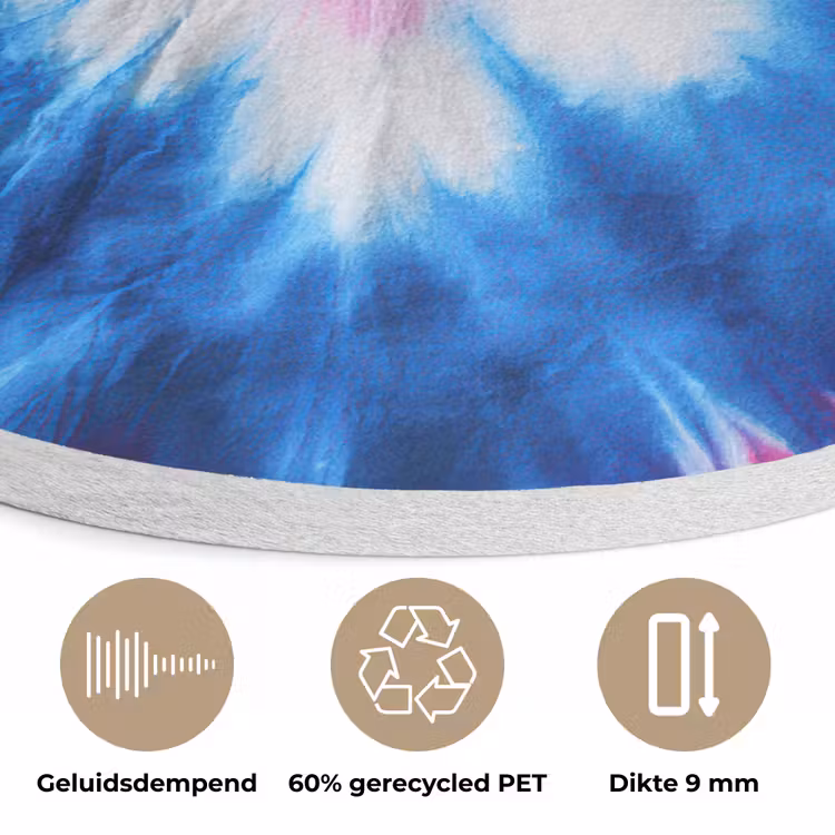 Hartvormig - Tie dye - Paars Akoestische PET Vilt - Rond klein -closeup_NL