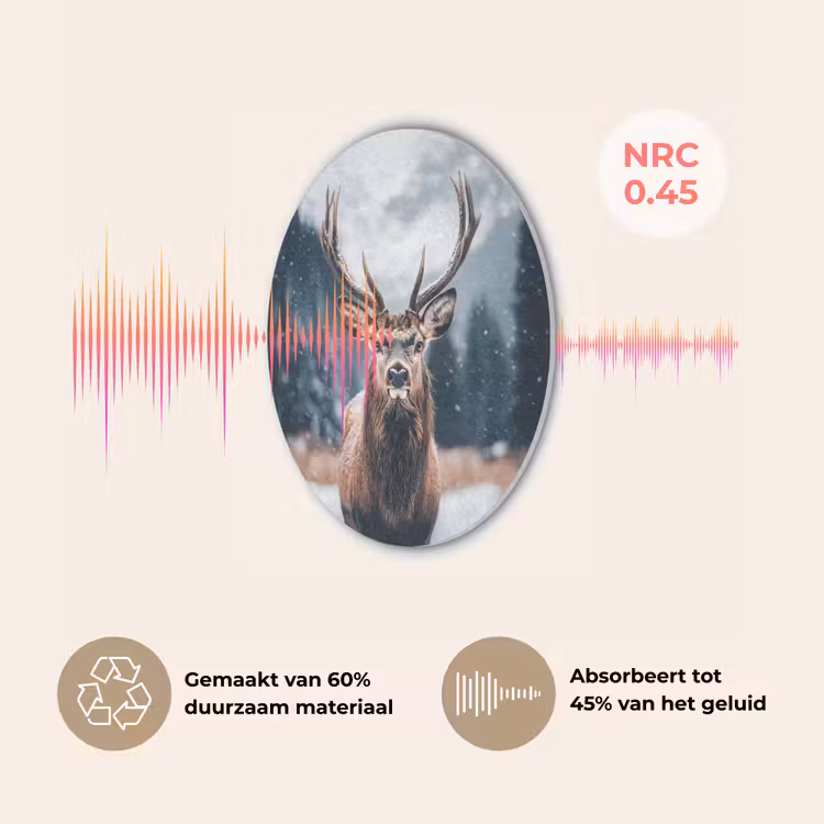 Hert - Dieren - Landschap - Winter - Sneeuw Akoestische PET Vilt - Rond klein -USP_NL