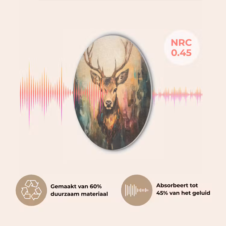 Hert - Geverfd - Gewei - Bruin Akoestische PET Vilt - Rond klein -USP_NL