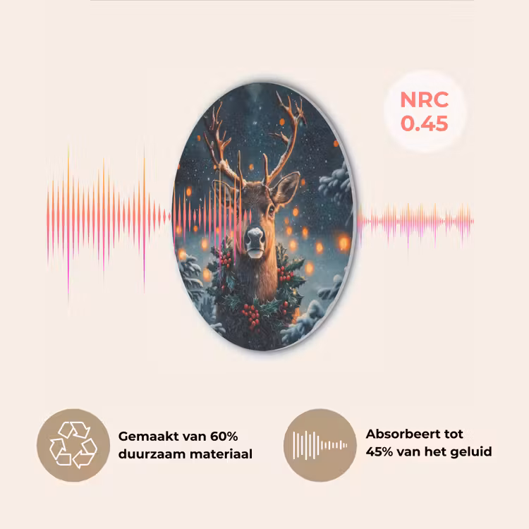Hert - Kerst - Winter - Sneeuw - Kerstkrans Akoestische PET Vilt - Rond klein -USP_NL