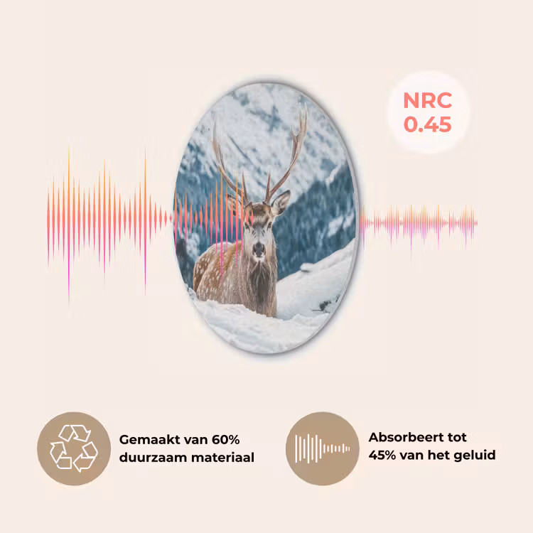 Hert - Landschap - Winter - Natuur - Dieren - Bergen Akoestische PET Vilt - Rond klein -USP_NL