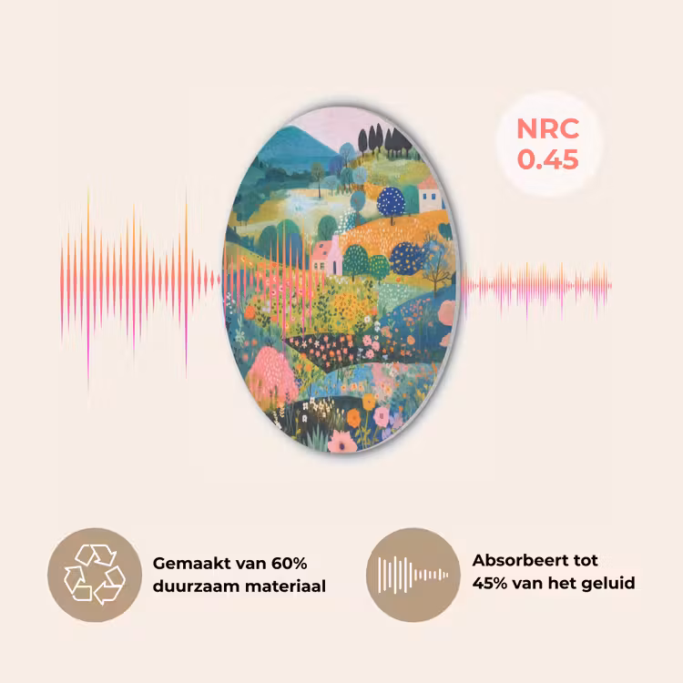 Heuvellandschap - Fantasierijk - Kleurcontrasten Akoestische PET Vilt - Rond klein -USP_NL