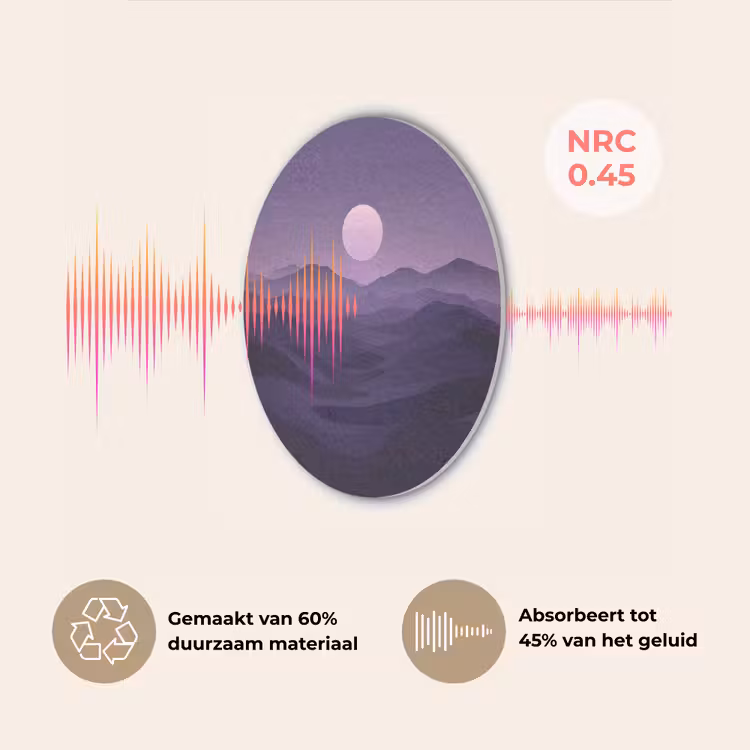 Heuvels - Paars - Mist - Zon Akoestische PET Vilt - Rond klein -USP_NL