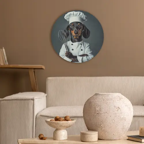 Hond - Garde - Kok Akoestische PET Vilt - Rond klein -sfeer1