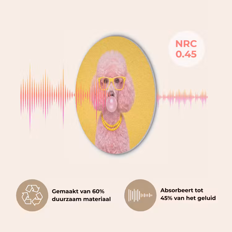 Hond - Kauwgum - Dieren - Modern - Roze Akoestische PET Vilt - Rond klein -USP_NL